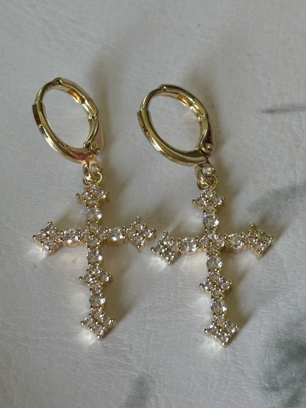 Hugger cross earrings